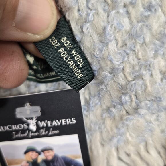 Mucros Weavers Super Soft Alpaca & Merino Islander Scarf  NWT Mucros Weavers Soft Wool Blend Blue White Scarf Killarney Ireland 9.5\